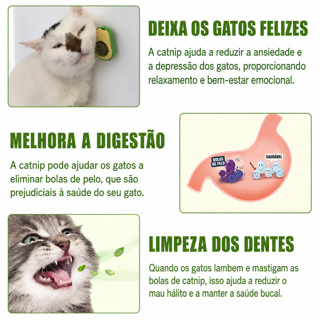 Bolinha de catnip formato abacate para gatos - brinquedo interativo Apê Pet - foto 6