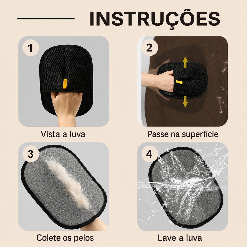 Luva tira pelos para pets - remove pelos de cães e gatos Apê Pet - foto 7